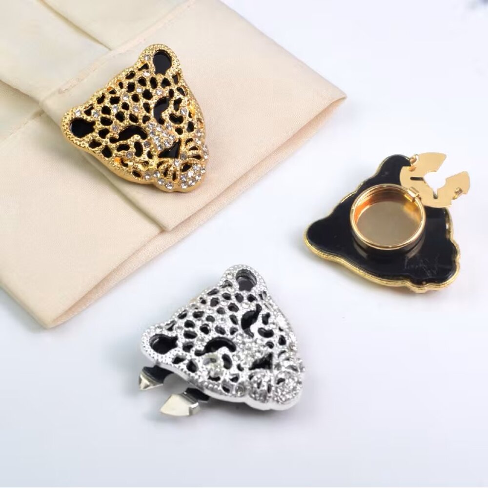 2pcs Leopard Head Shirt Button Cover Set Leopard Head